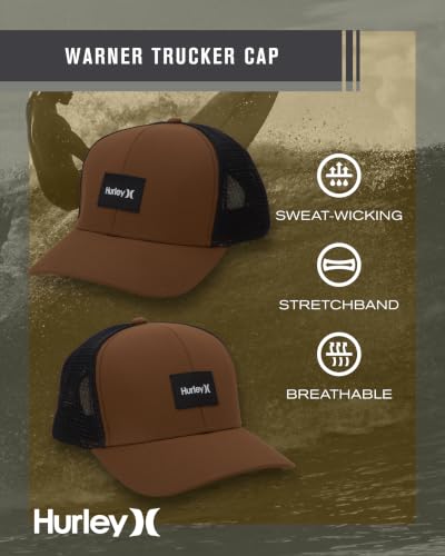 Hurley Mens Trucker Hat Fairway Mesh Trucker Hat, Quick Dry Snapback - color: Brown