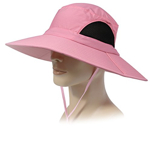 YR.Lover.Outdoor Boonie Men and Women's Hat Sun Protection Waterproof Cap for Safari Fishing Hunting Bucket Hat - color: Pink