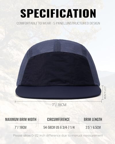 CLAPE Quick Dry Mesh 5 Panel Running Hat for Men, Lightweight Breathable Moisture-Wicking Baseball Cap for Hiking - color: Bs265p14-navy