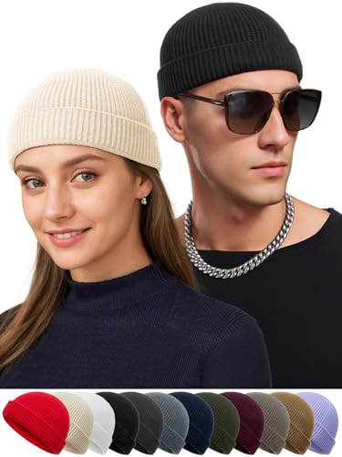 vidsel Thin Wool Fisherman Beanie Hat for Men Women Fall Winter Fashion Cap - color: 2-black, Beige