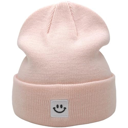 55cube Unisex Winter Beanie Hats Warm Thick Knit Cuffed Skullcaps - color: Light Peachy Pink
