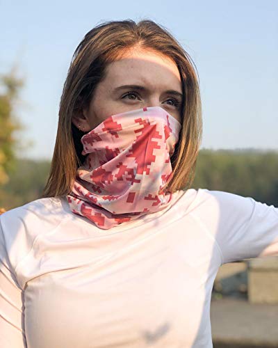BASSDASH UPF 50+ UV Sun Protection Neck Gaiter Fishing Mask Hunting Kayaking Hiking Cycling Ski Sports - color: Pink Camo