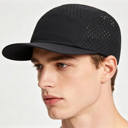 COOLSOME Five Panels Hat Basic Daily Wear Breathable Mesh Airy Quick Dry Cap - color: Laser Mesh/Gray+black L Size 60-62cm