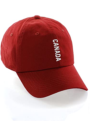 Daxton Vertical USA Cities Baseball Dad Hat Unstructure Low Profile Strapback - color: Canada Red White