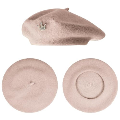 choyaxo 3pcs French Beret Hat Set Costume Accessories Set Including Beret Hat Scarf Crown Pin for Women French Themed Party - style: Gentle Style
