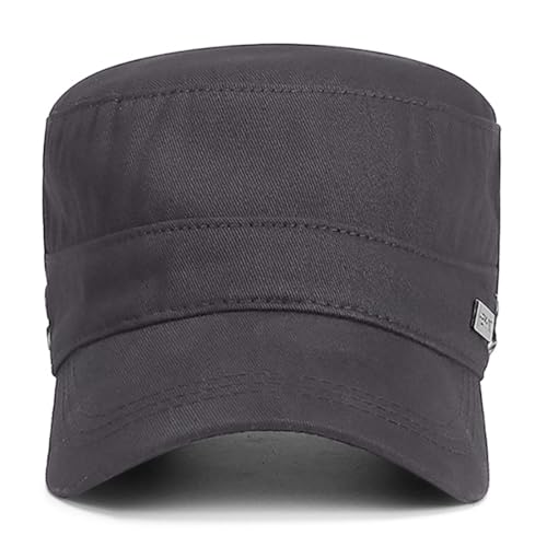 Men's Military Cadet Hat Flat Top Newsboy Cap - color: Grey