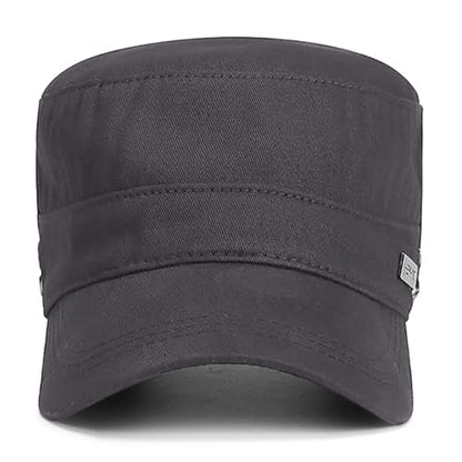 Men's Military Cadet Hat Flat Top Newsboy Cap - color: Grey