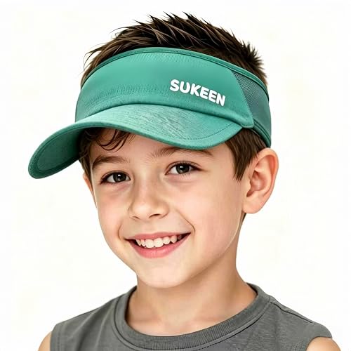 Sukeen Kids Sun Visor Hat for Girls Boys UPF50+ Lightweight Cooling Stretchable Packable Sun Hat - color: Lake Blue
