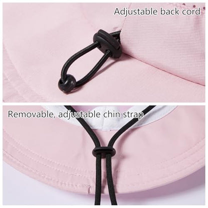 UPF 50+ Bucket Sun Hat with Laser Perforated Mesh Cooling Adjustable Breathable Lightweight for Outdoor Men Women - color: Pink