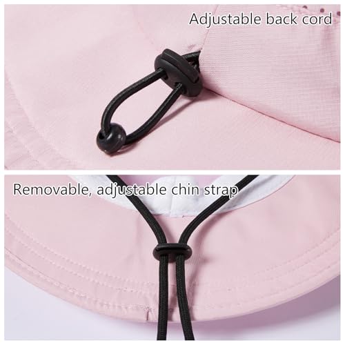 UPF 50+ Bucket Sun Hat with Laser Perforated Mesh Cooling Adjustable Breathable Lightweight for Outdoor Men Women - color: Pink