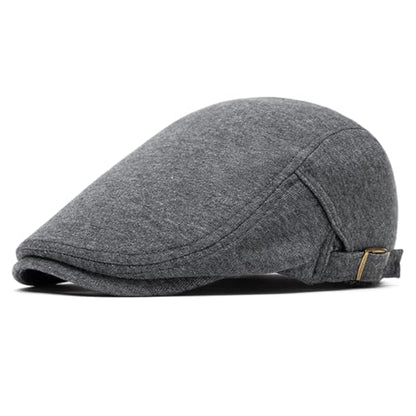 meioro Mens Cotton Newsboy Hat Adjustable Soft Fit Flat Cap for Men - color: Dark Grey
