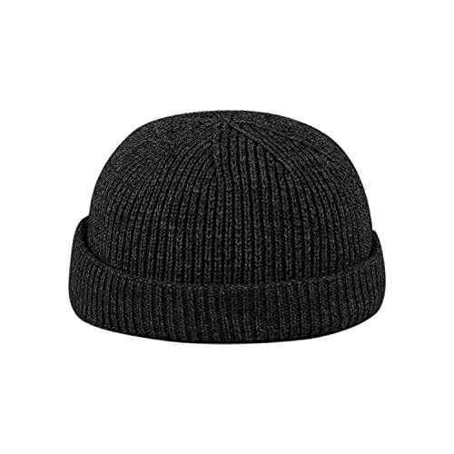 Croogo Brimless Hat Beanie Docker Cap Rolled Cuff Worker Sailor Skullcap - color: Ct47-black