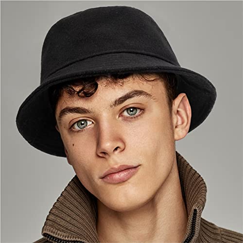 GADIEMKENSD Winter Bucket Hat - Premium Wool, Packable, Plain Colors, Unisex Warm Hat - color: Black, size: Medium