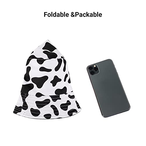 Umeepar Unisex Reversible Packable Bucket Hat Sun Hat for Men Women - color: Cow Print