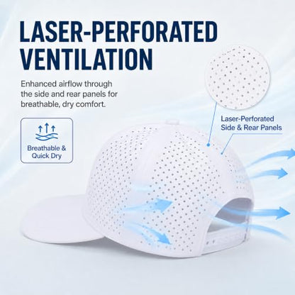 Quick Dry Baseball Cap Waterproof Snapback Trucker Golf Hat for Men Women - color: White