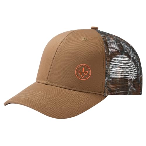 BASSDASH Printed Mesh Trucker Hat for Men Women Adjustable Baseball Cap Fishing Camping Outdoors Sporting Hat with Snap FH20 - color: Brown/Autumn Forest, style: Big Head