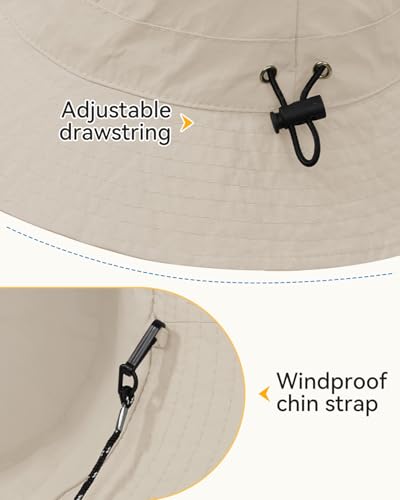 Womens Waterproof Bucket Hat - Packable Sun Hat UV Protection Hiking Hats with Adjustable Drawstring for Outdoor Activities - color: Orange