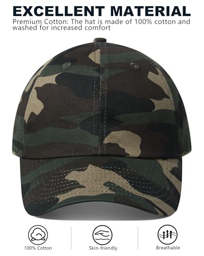 GADIEMKENSD Unstructured Baseball Cap Adjustable, Running Hat for Men Women, Cotton Dad Hat Plain for Outdoors Activities - color: Camo Army Green