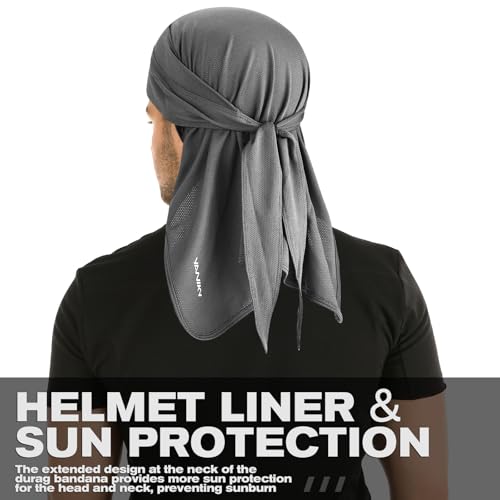 YANIKY Bandanas Skull Caps for Men, Do Rag Women Breathable Helmet Liner - color: Gray
