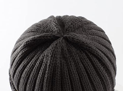 Home Prefer Mens Winter Hat Wool Fleece Lined Knit Beanie Hat Warm Stocking Caps - color: Dark Grey