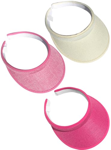 3 Pieces Clip On Visors Women Men Visor Outdoor Sports Golf Hat - color: Beige, Pink, Rose
