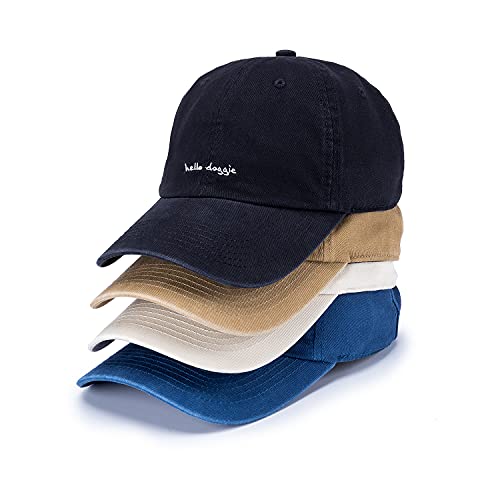 Croogo Unstructured Soft Baseball Cap Unisex 6 Panel Low Profile Dad Hat Adjustable Polo Trucker Hat Sun Cap for Daily Wear - color: Bc10-black