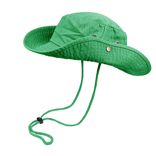 Bucket Hats with String Wide Brim Hiking Fishing UV Sun Protection Safari Unisex Boonie - color: Green, size: Small-Medium