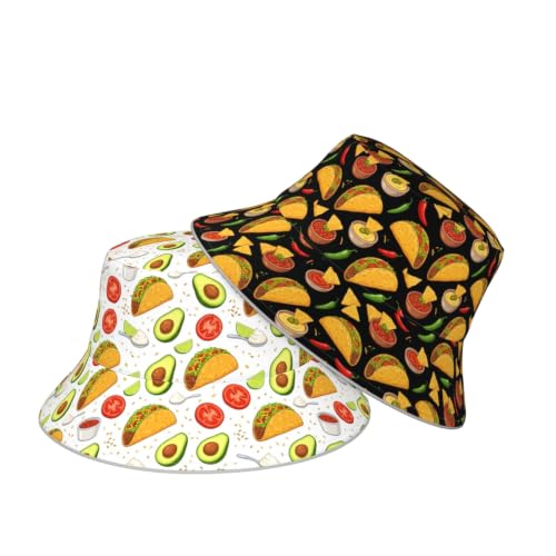 Funny Bucket Hat Packable Reversible Bucket Hats for Women Men - color: Taco
