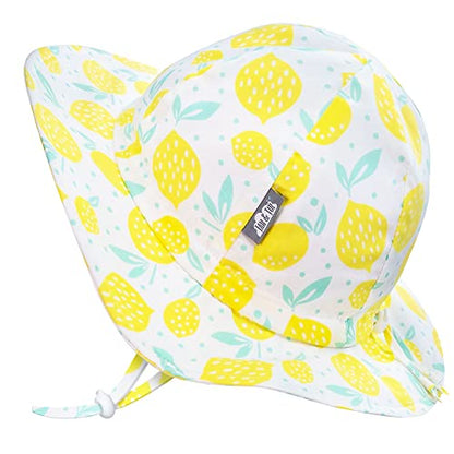 JAN & JUL 50+ UPF Cotton Sun Hat with Wide Brim for Toddler Girls - color: Lemon Fresh, size: 5-12 Years