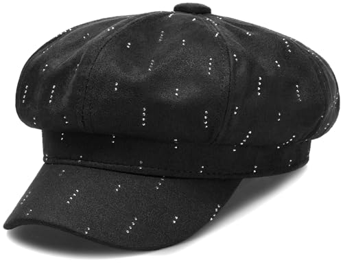 Newsboy Caps for Women Classic Beret Hats Autumn Winter Cap - color: D-black