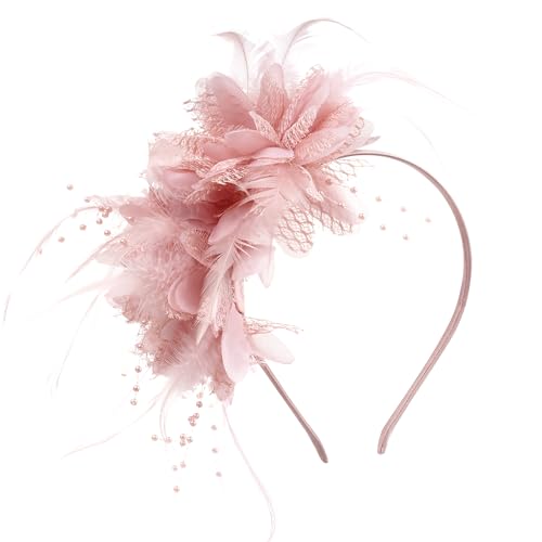 Pistha Womens Fascinators Hats Tea Party Hats Headband for Women Dresses - color: Nude Pink