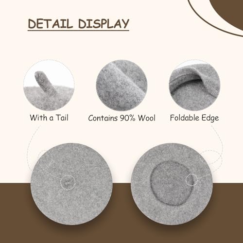 Gllutt Women Wool Beret Hat French Style Solid Color - color: Light Grey