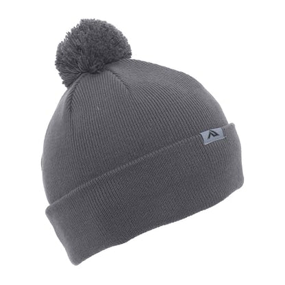 Pacific Headwear Unisex Adult Pacific Headwear Knit Fold Over Pom-pom Beanie - color: Graphite, size: One Size
