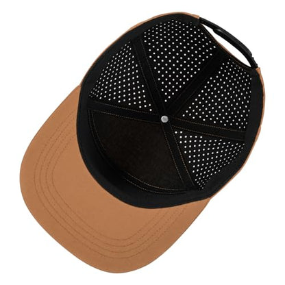 FEINION Men Laser Mesh Flat Brim Snapback Baseball Cap - color: Brown