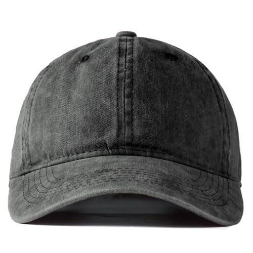 Edoneery Baseball Cap for Men and Women, Low Profile Washed Cotton Dad Hat - color: Dark Gray