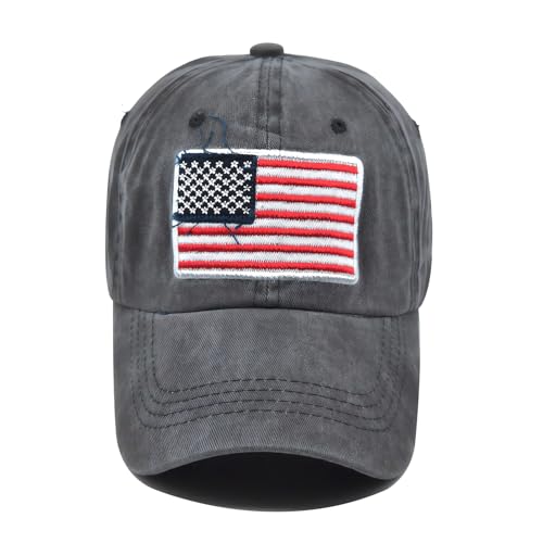 American Flag Baseball Caps Embroiderred USA Flag Patriotic Dad Hat Adjustable Trucker Hats for Men Women - color: American Flag Black