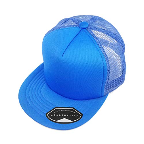 Quality 5 Panel High Crown Trucker Foam Mesh Hat Snapback Men Women Unisex Waterproof Blank Cap #2070 - color: Royal