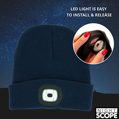 Classic Rechargeable LED Warm Knit Beanie Head Light Hat Headlamp for Outdoor Activities - color: Navy