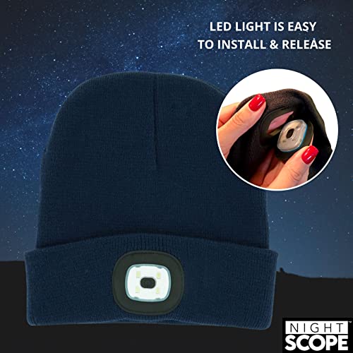 Classic Rechargeable LED Warm Knit Beanie Head Light Hat Headlamp for Outdoor Activities - color: Navy