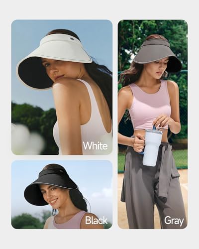 BENEUNDER Wide Brim Sun Hat for Women UPF50+ UV Protection Side Face Coverage Rollable Packable Beach Travel Vacation - color: White