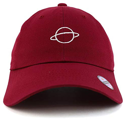 Trendy Apparel Shop Planet Embroidered Low Profile Soft Cotton Dad Hat Cap - color: Wine