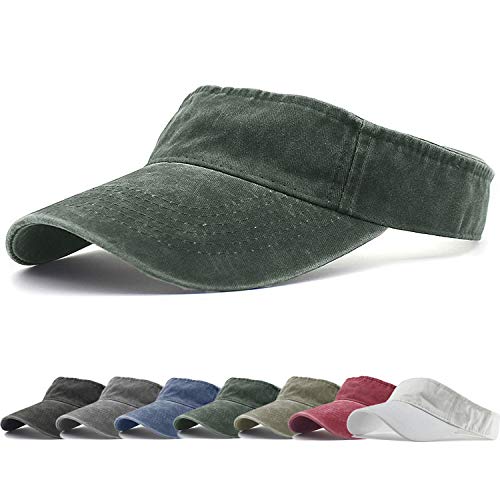 HH HOFNEN Sports Sun Visor Hats Cotton Adjustable Golf Caps for Men Women - color: #1a Army Green