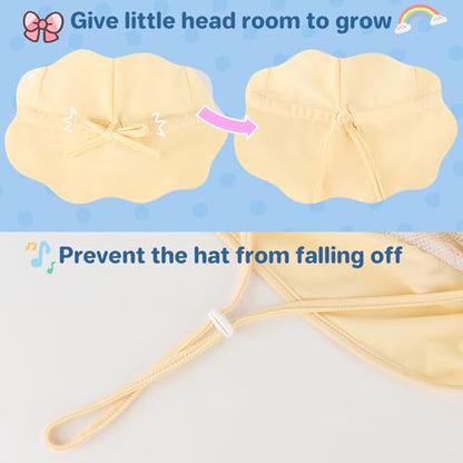 Duoyeree UPF 50+ Baby Sun Hat, Neck Flap Protection for Toddlers - color: A-white, size: 2-5T