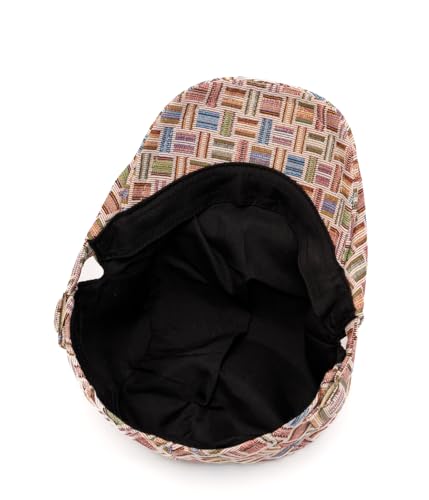 Quanhaigou Unisex Denim Newsboy Hats Flat Ivy Gatsby Cabbie Driving Berets Hat Cotton Dad Cap for Men Women - color: Plaided Pink