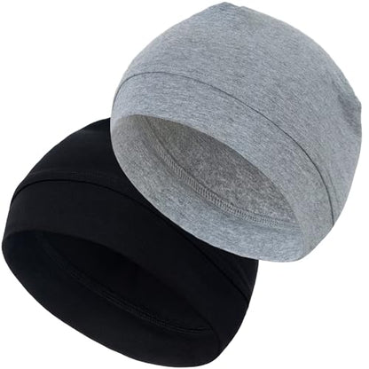 100% Cotton Skull Caps for Men Women, Sleeping Cap Beanie for Locs - color: Set B