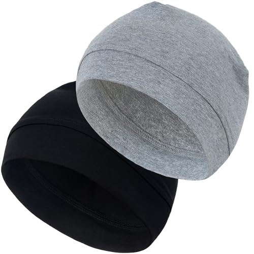 100% Cotton Skull Caps for Men Women, Sleeping Cap Beanie for Locs - color: Set B