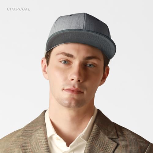 CHOK.LIDS Classic Snapback Flat Bill Hat Blank Adjustable Baseball Cap - color: Heather Grey/Gold