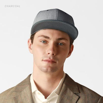 CHOK.LIDS Classic Snapback Flat Bill Hat Blank Adjustable Baseball Cap - color: Heather Grey/Gold