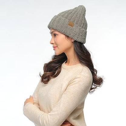 C.C Fuzzy Beanie for Women Unisex - Acrylic Stretchable Soft Warm Knit Winter Skully Hat - color: Acrylic-lt. Grey