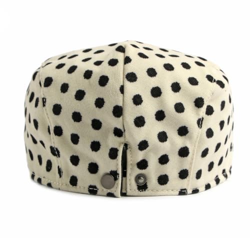 Cotton Newsboy Cap,Breathable Ivy Gatsby Cabbie Beret Hat for Men's Women Driving Hunting Golf - color: Dot Black